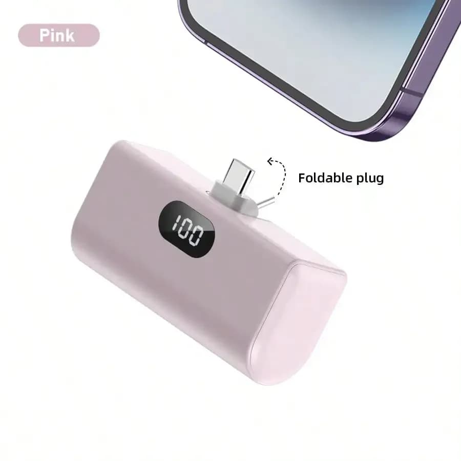 Power Bank Portatile da 5000mAh, Ricarica Rapida PD10W, Plug-and-Play, Supporta la Serie Pieghevole Type-C Design Elegante e Compatto