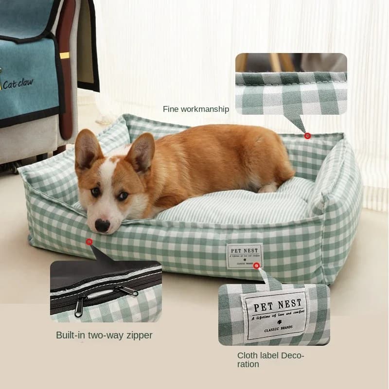 1PC Soft Coated Dog Sofa Pet Zerbino For Puppy Bearing Fresh Cane Sleeping Nido Bed For Home Animals Removable Cosy Cat Home Baskets Leather