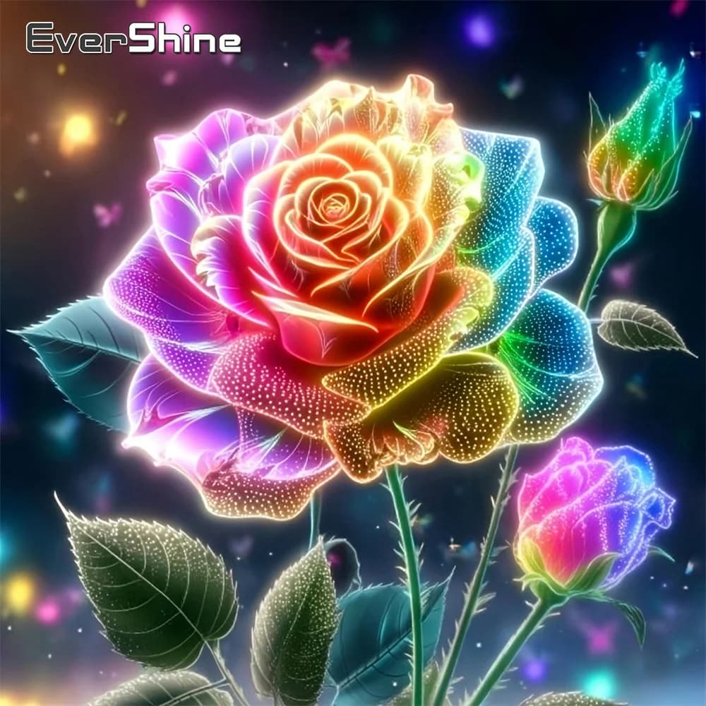 EverShine Diamond Mosaic Flower Full Drill Painting Rose Rhinestones Acrylic Craft Supplies Embroidery New Arrival Wall Art