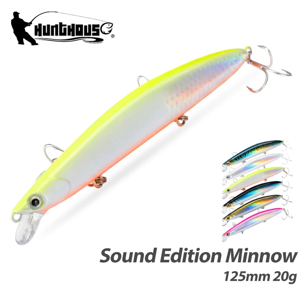 Hunthouse Sound Edition Minnow Fishing Lure 125mm 20g Long Casting Jerkbit Wobbler Floating Bait Fish Tackle For Bass LW448
