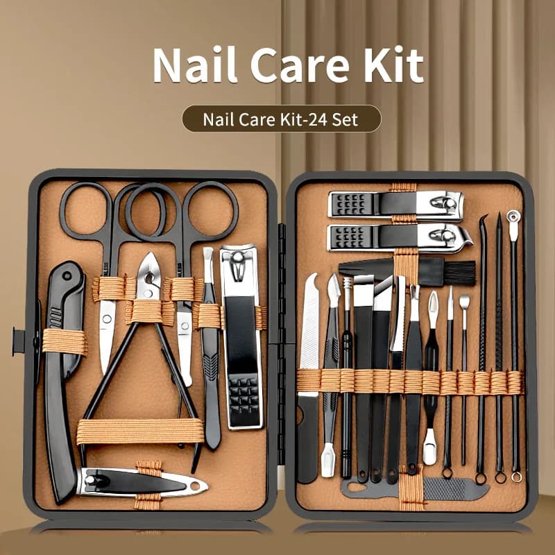 7-24pcs Manicure Tool Set Stainless Steel Cutter Cutter Kit Professional Nail Cutters Pedicure Tools for Nail Art