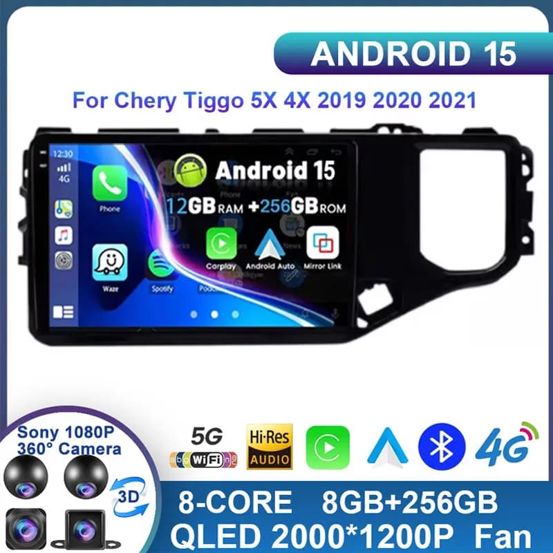 Android 15 Per Chery Tiggo 5X 4X 2019 2020 2021 Auto Radio di Navigazione Lettore Multimediale GPS WiFi + 4G Video Carplay Auto 360 macchina fotografica