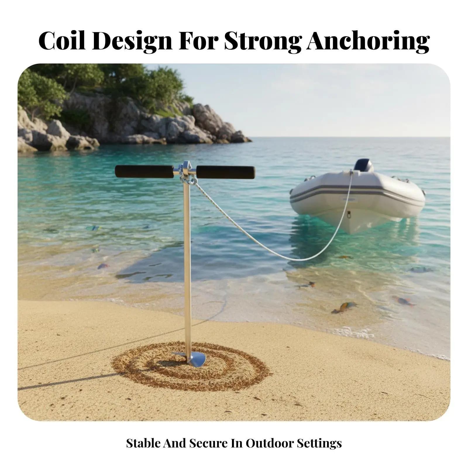 Premium Sand Anchor Spiral Auger Stainless Steel Boat Mooring Tool for Pontoon Kayak Shore Use