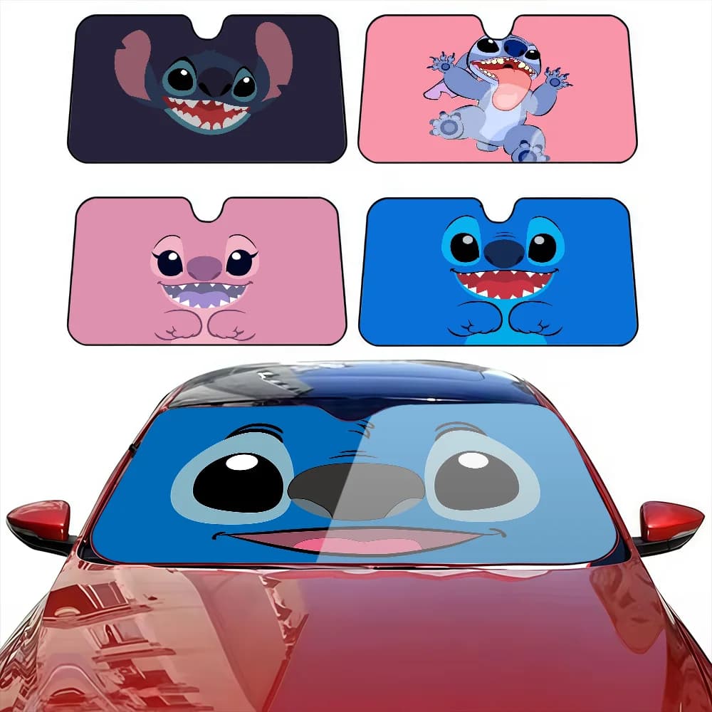 Cartoon S-stitchS Cute Funny Car SunShade Windshield Anti-UV Car Window Windscreen Cover Sun Shade Auto Visor
