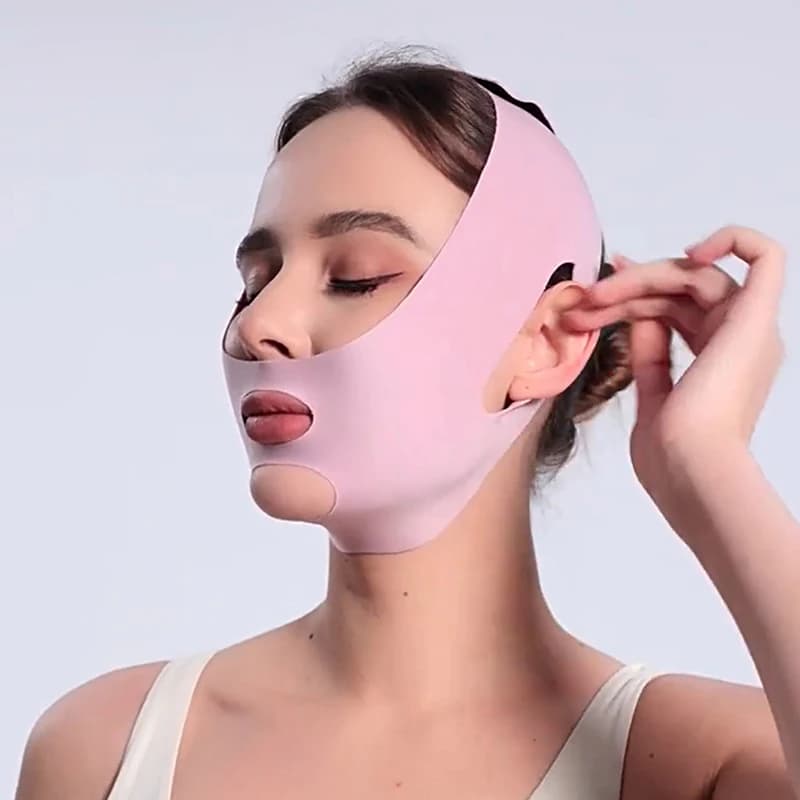 Maschera per il sonno regolabile per scolpire il viso Elastico traspirante V Fasciatura dimagrante per il viso Cura della pelle Lifting Rafforzamento Strumenti antirughe