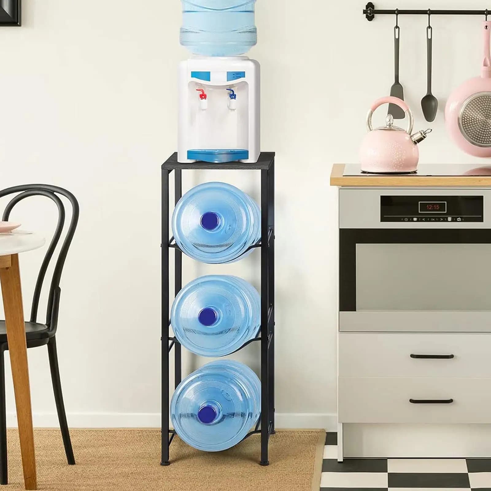 Space Saving Water Bottle Holder Thickened Iron Density Board Water Jug Rack Bottle Organizer Shelf for Office