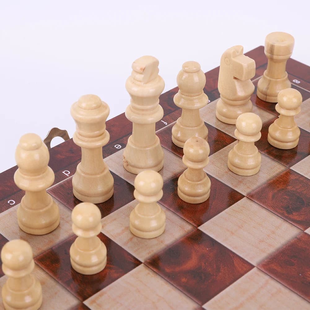 Set di Scacchi, Dama e Backgammon 3 in 1 in Legno 29x29cm, Gioco da Tavolo per Sviluppare il Pensiero Strategico, Ottimo Regalo per Ragazzi e Ragazze