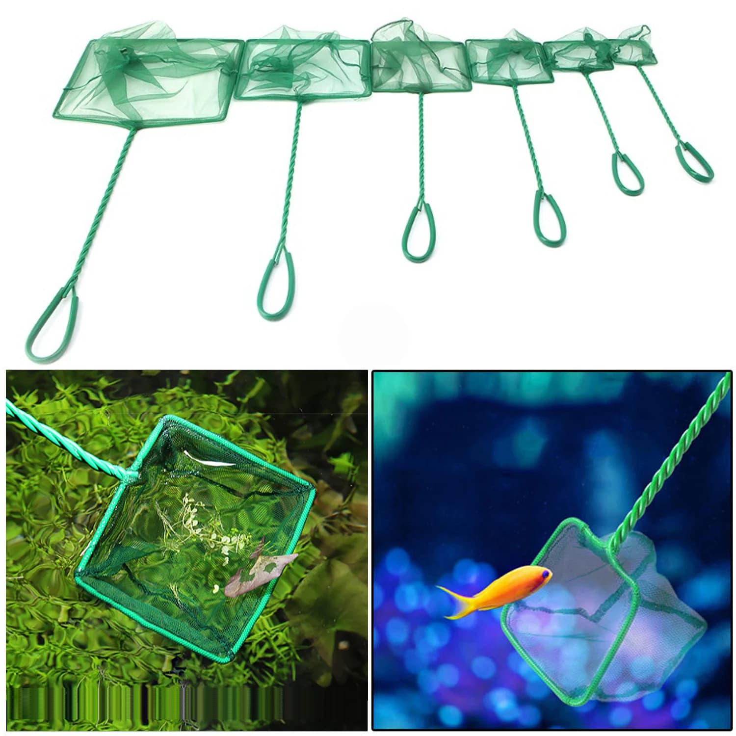 Portable Fishing Net Aquarium Fish Tank Catching Fish Landing Floating Filter Pond Pool Leaves Skimmer Net 3/4/5/6/8/10/12 Inch