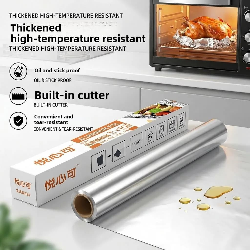 Thickened Aluminum Foil Roll for Oven And Air Fryer Baking Barbecue Commercial Use Aluminum Foil Kitchen Cooking Utensils