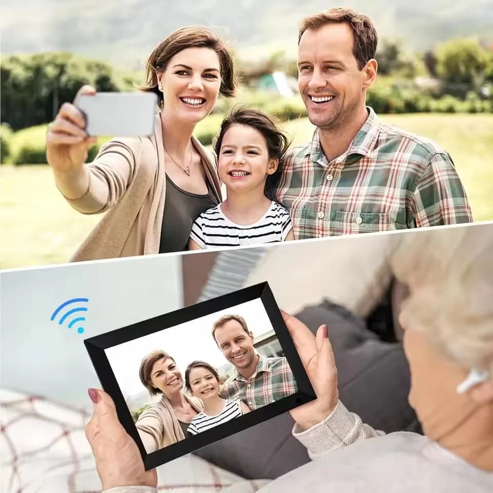 Cornice digitale da 10,1 pollici WIFI Frameo 32GB, album fotografico elettronico intelligente, ottima idea regalo, cornice digitale con schermo touch HD.