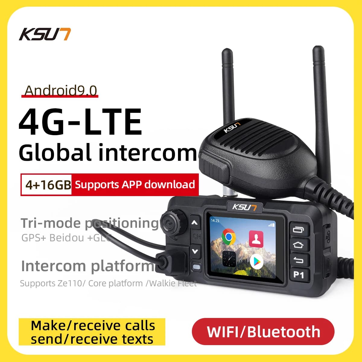 Radio Veicolare 4G con Walkie Talkie a Lungo Raggio, Microfono Manuale, Pulsante PTT, Supporto Bluetooth e Hotspot WiFi per Zello ZL56