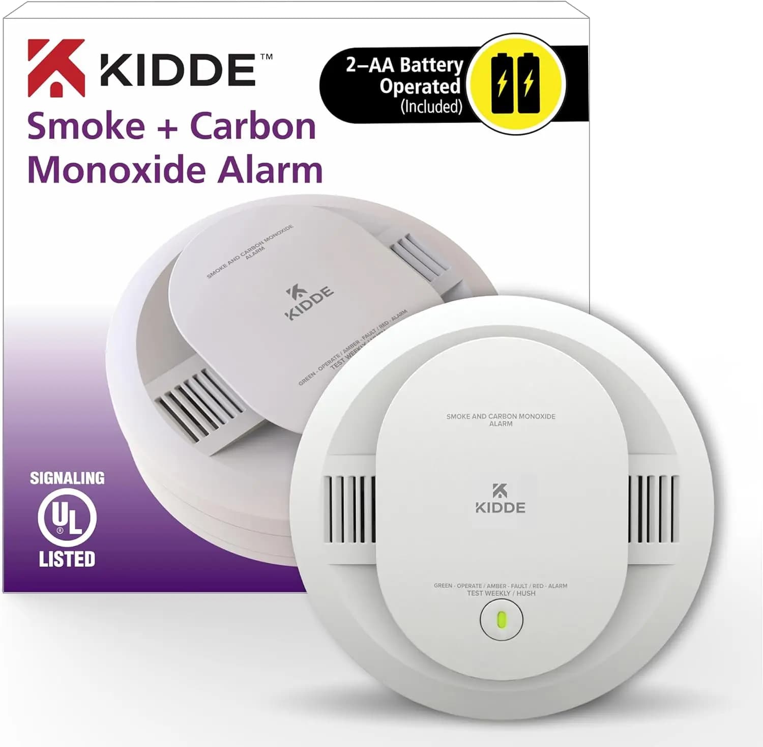 Rilevatore di Fumo e Monossido di Carbonio a Batterie AA con Luce LED, Confezione da 1 per la Sicurezza Domestica