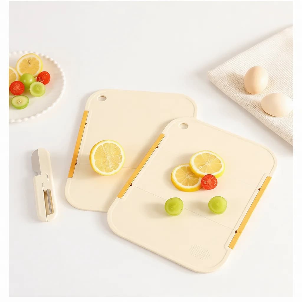 Outdoor Camping Foldable Cutting Board Kitchen Chopping Tray Portable Design Food Grade Material Double Sided Grater Function
