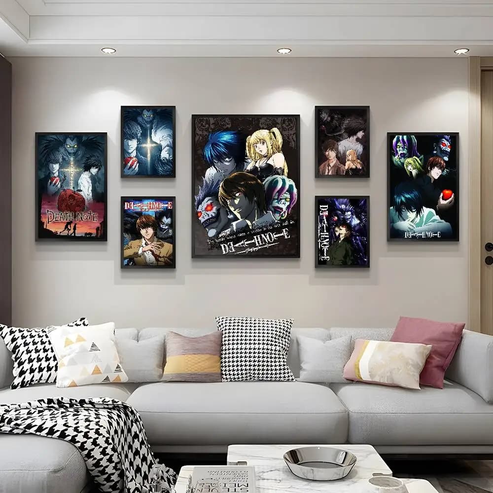 Anime Death Note DN L Classic Vintage Movie Sticky Posters Retro Kraft Paper Sticker Room Bar Cafe Aesthetic Art Wall Painting