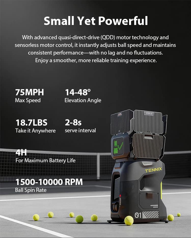 Macchina Lanciapalle da Tennis Portatile 8KG, Robot Lanciatore Intelligente con Controllo Vocale per Allenamento e Pratica sul Campo