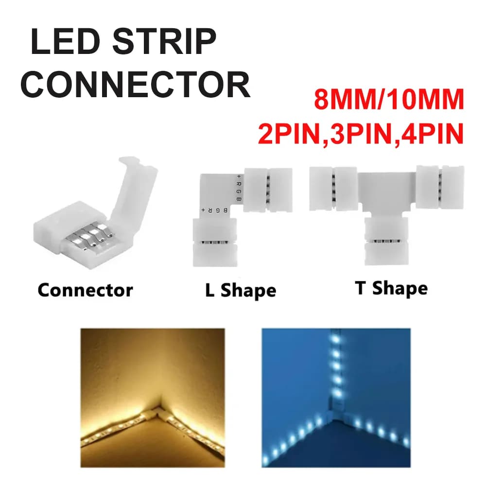 5PCS Connettore LED a Saldatura Gratuita 2 Pin 3 Pin 4 Pin 5PIN T/L/X Forma Connettore Angolo 8/10MM per RGB SMD 5050 2835 Luce di Striscia
