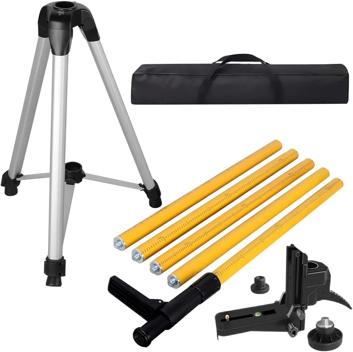 Treppiede regolabile per livella laser con asta telescopica, attacco da 1/4"-20 per laser rotanti, include dado adattatore