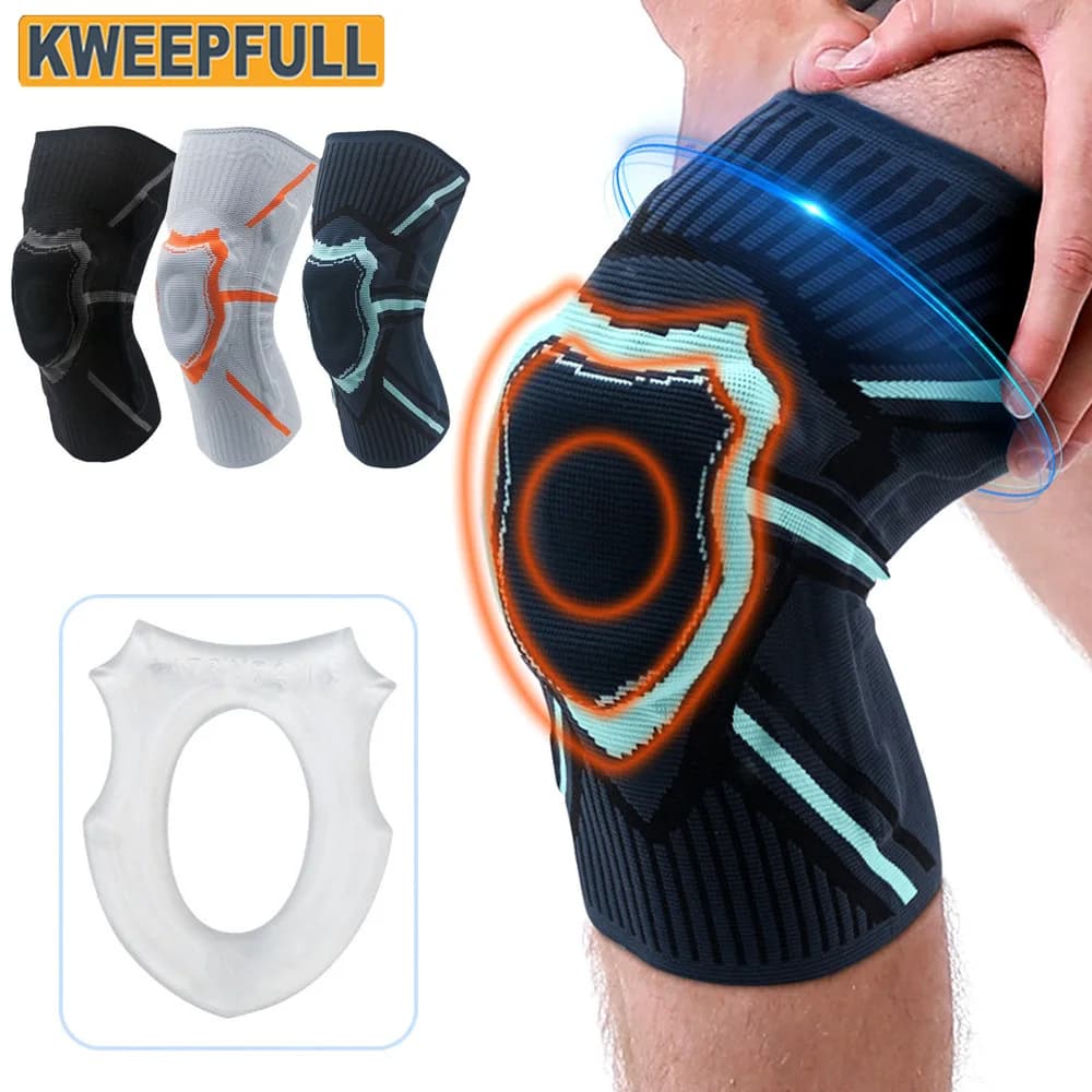1 Pezzo Ginocchiera Compressiva per Sollievo dal Dolore al Ginocchio con Cuscinetto Rotulare e Stabilizzatori, Supporto per Lesioni al Menisco, Sport, Allenamento