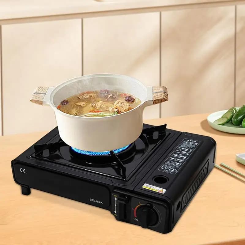 Fornello a propano per uso interno Fornello da campeggio portatile Accensione automatica Fornello antivento con controllo del calore preciso per cucinare all'aperto