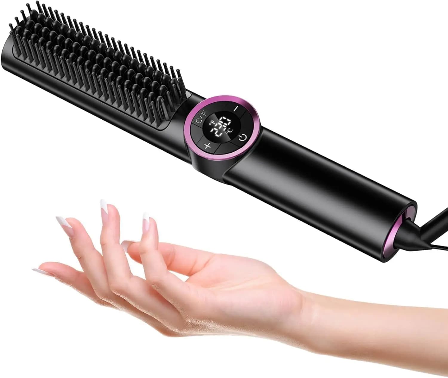 Hair plate with LED display and double voltage, intense black - Quick heating, safe for all types of hair