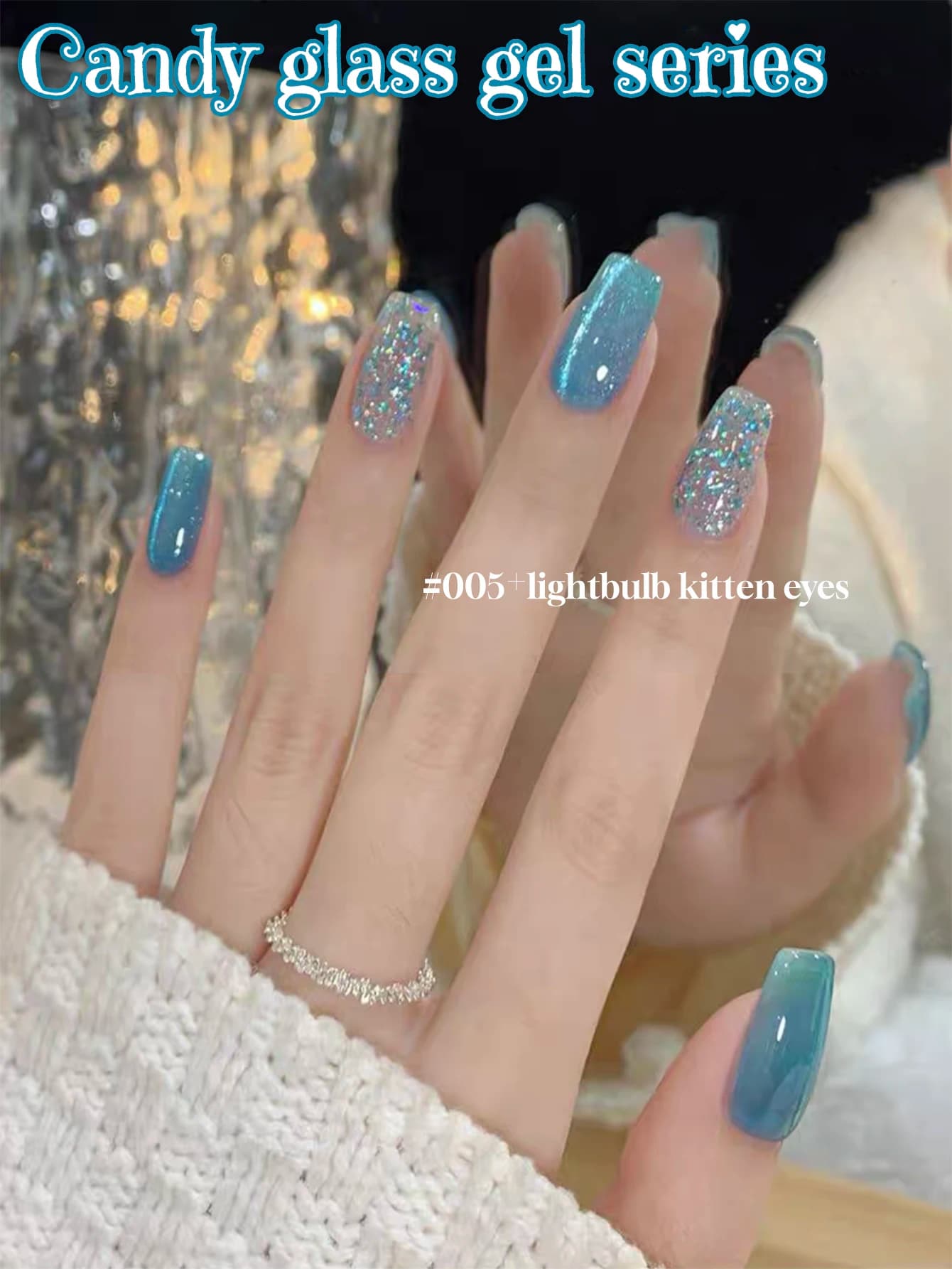 Smalto per Unghie in Gel Effetto Vetro Trasparente Dopamina, Colori Blu e Rosa di Tendenza, Smalto Gel UV LED Effetto Caramella