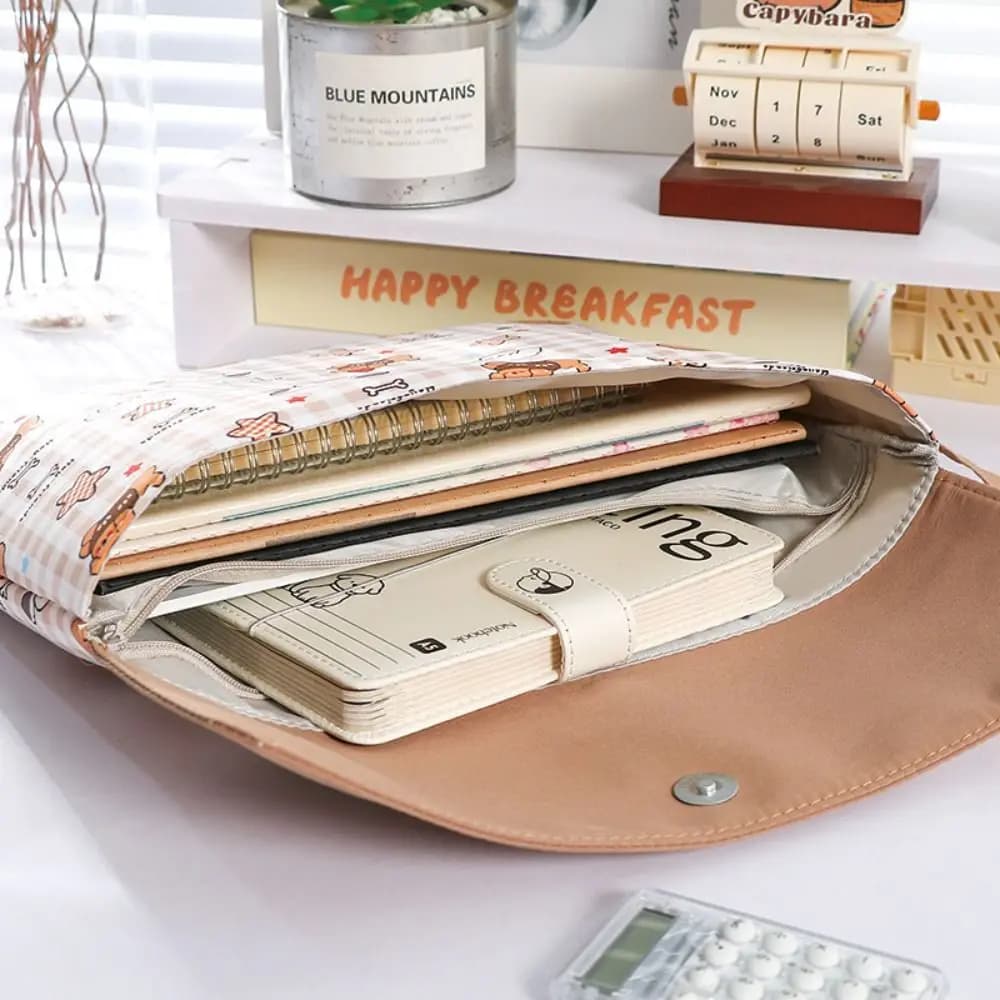 Cartella di file A4 per cuccioli scozzesi portatili Borsa da tutoria lavabile portatile Regalo per organizer di file con bottone a pressione di grande capacità