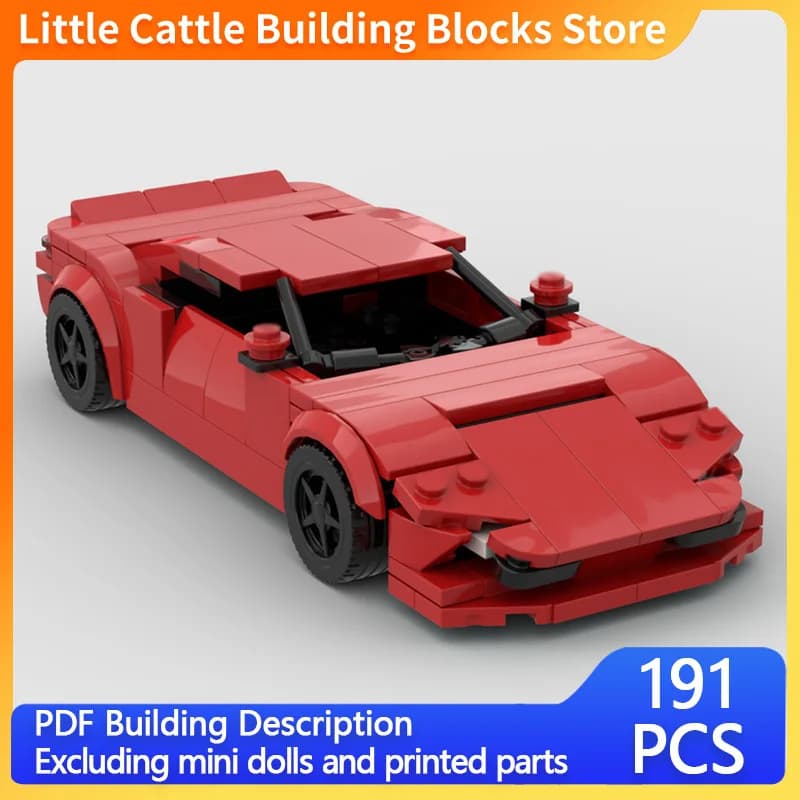 Speed Racing Car Model MOC Building Bricks 296 GTB Hypercar Modular Technology Children Holiday Gifts Assemble Toys Suit