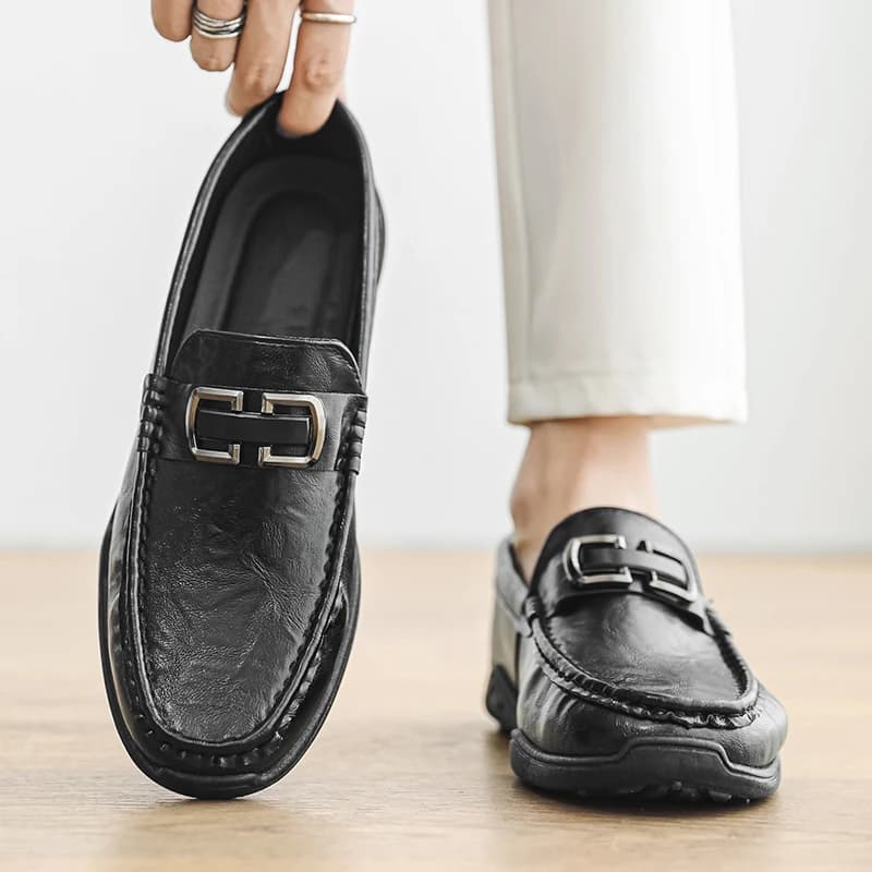 Leather Shoes For Men Classic Black Men's Loafers Business Casual Shoes Man Moccasins Comfortable Slip-on Non-slip Driving Shoes
