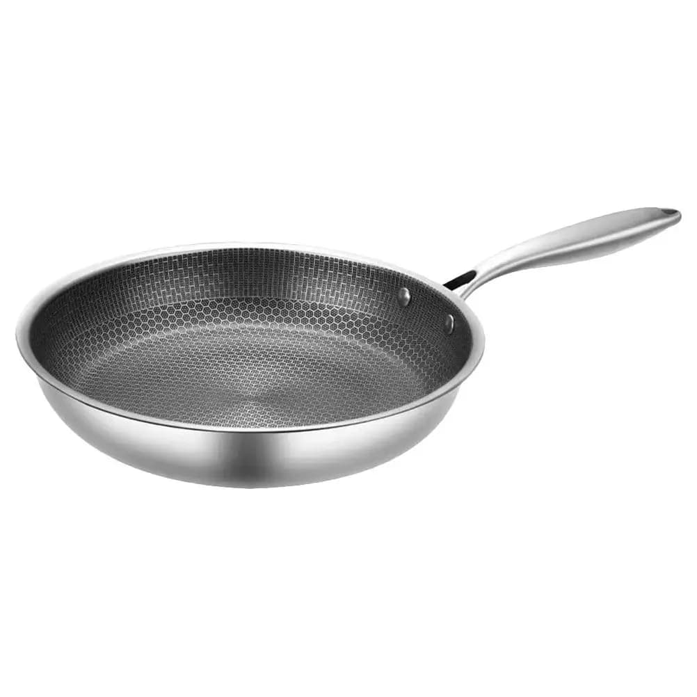 Stainless Steel Honeycomb Frying Pan Non Stick Egg Skillet Lightweight Ergonomic Handle for Gas Electric Induction Stovetops