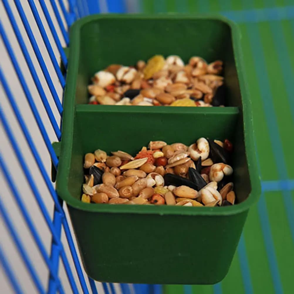 10 Pezzi Ciotola Doppia per Uccelli, Contenitore in Plastica per Cibo e Acqua, Accessorio per Gabbie di Pappagalli e Cacatua
