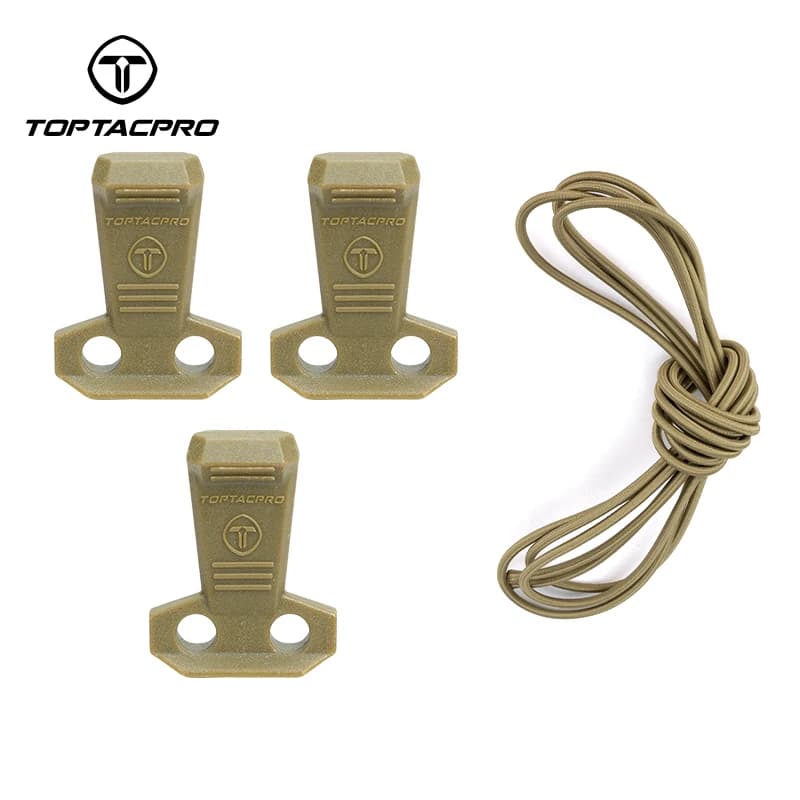 TOPTACPRO Tactical Hook Handle Zipper Handle 3PCS Zipper Pull coulisse con 2.4M 3.0mm corda elastica 8909