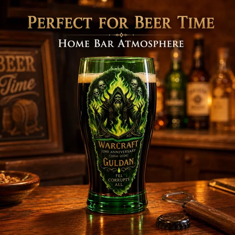 Bicchiere Verde Gul'dan Fel per il 22° Anniversario di World of Warcraft, Tazza da Birra WOW con Scritta 'Fel Corrupts All', Bicchiere da Collezione