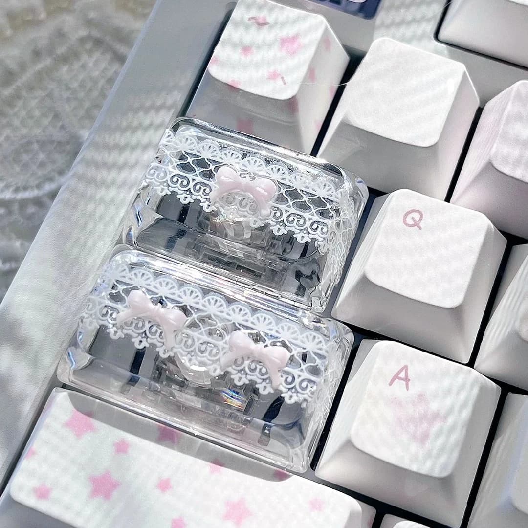 Lace Bow Themed Keycaps Set Resin XDA Profile MX Switch Custom Original Handmade for Mechanical Magnetic Switch Keyboards DIY