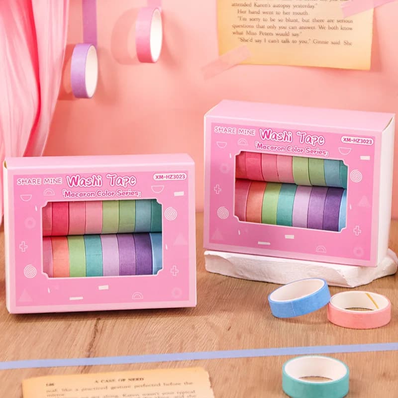 20 Rolls X 2M Macaron Color Washi Tape Set, Pastel Solid Color Decorative Masking Tape, DIY Craft Tape for Scrapbooking,