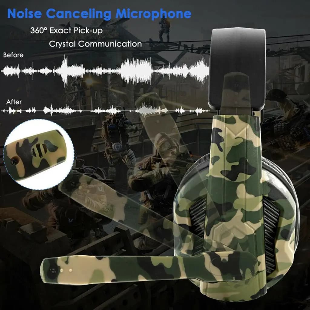 Cuffie da Gaming Stereo Cablate Camo 3.5mm con Microfono per NS 360, PS4 e Telefoni Cellulari