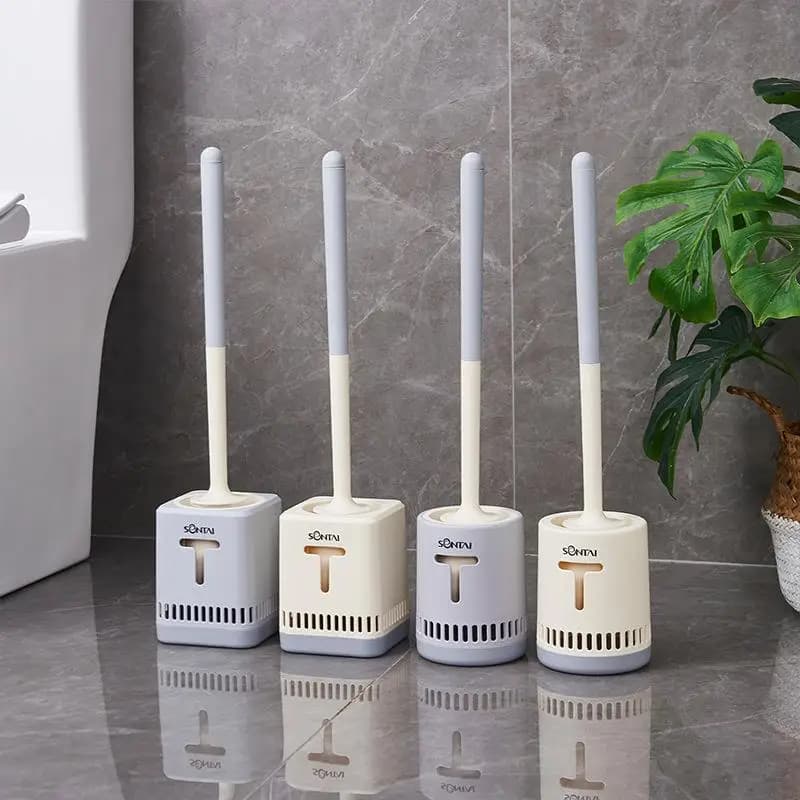 Set di Spazzole per WC con Manico Lungo, Pulizia Senza Angoli Morti, Uso Domestico, Montaggio a Parete Senza Foratura, Strumenti per la Pulizia del Bagno