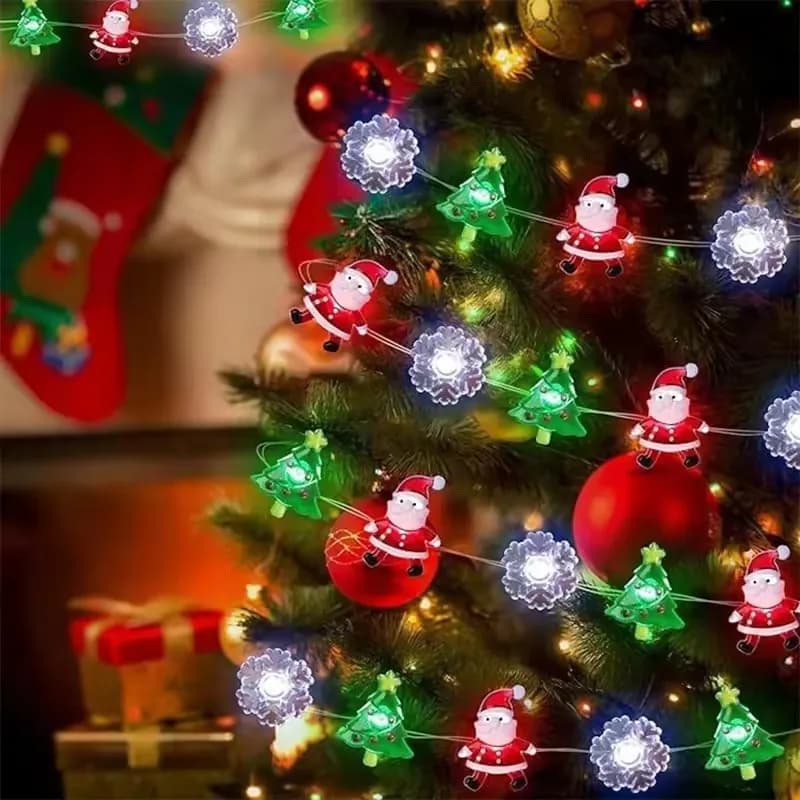 2m 20leds Luci della stringa Alimentato a batteria Babbo Natale Fata Ghirlanda Lampada Festa a casa Decorazione dell'albero di Natale Ornamento appeso di Natale