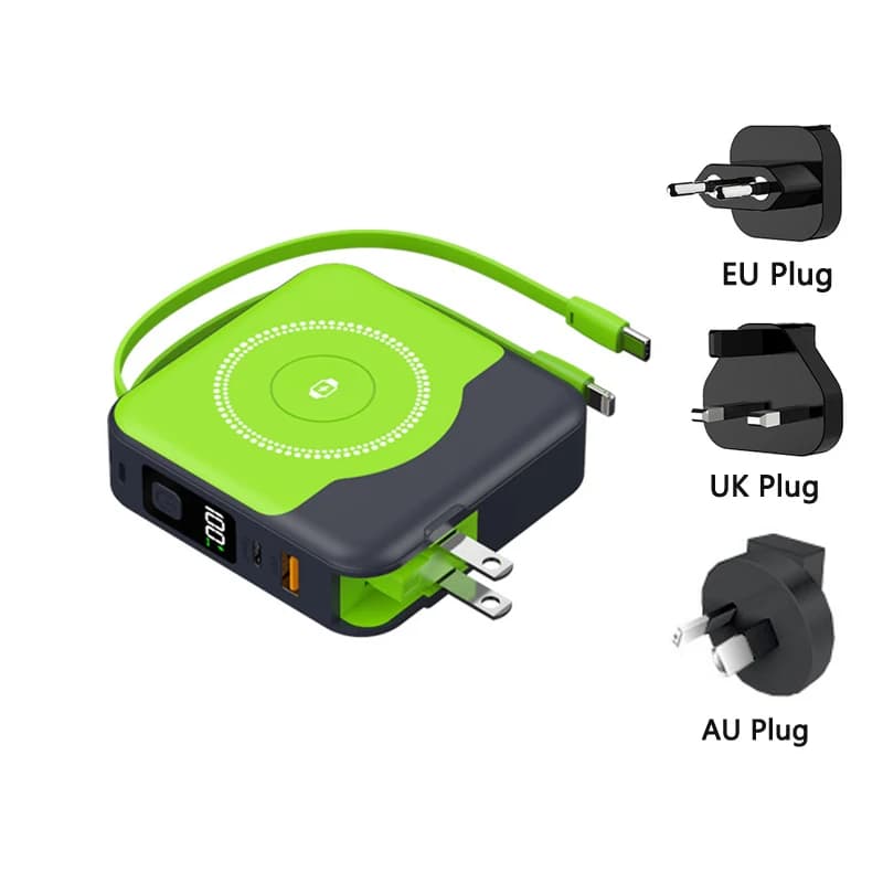 Power Bank Magsafe 10000 mAh with 22.5 W Quick Wireless Charger Wall Charger Cable for iPhone 16 iWatch Airpods Powerbank