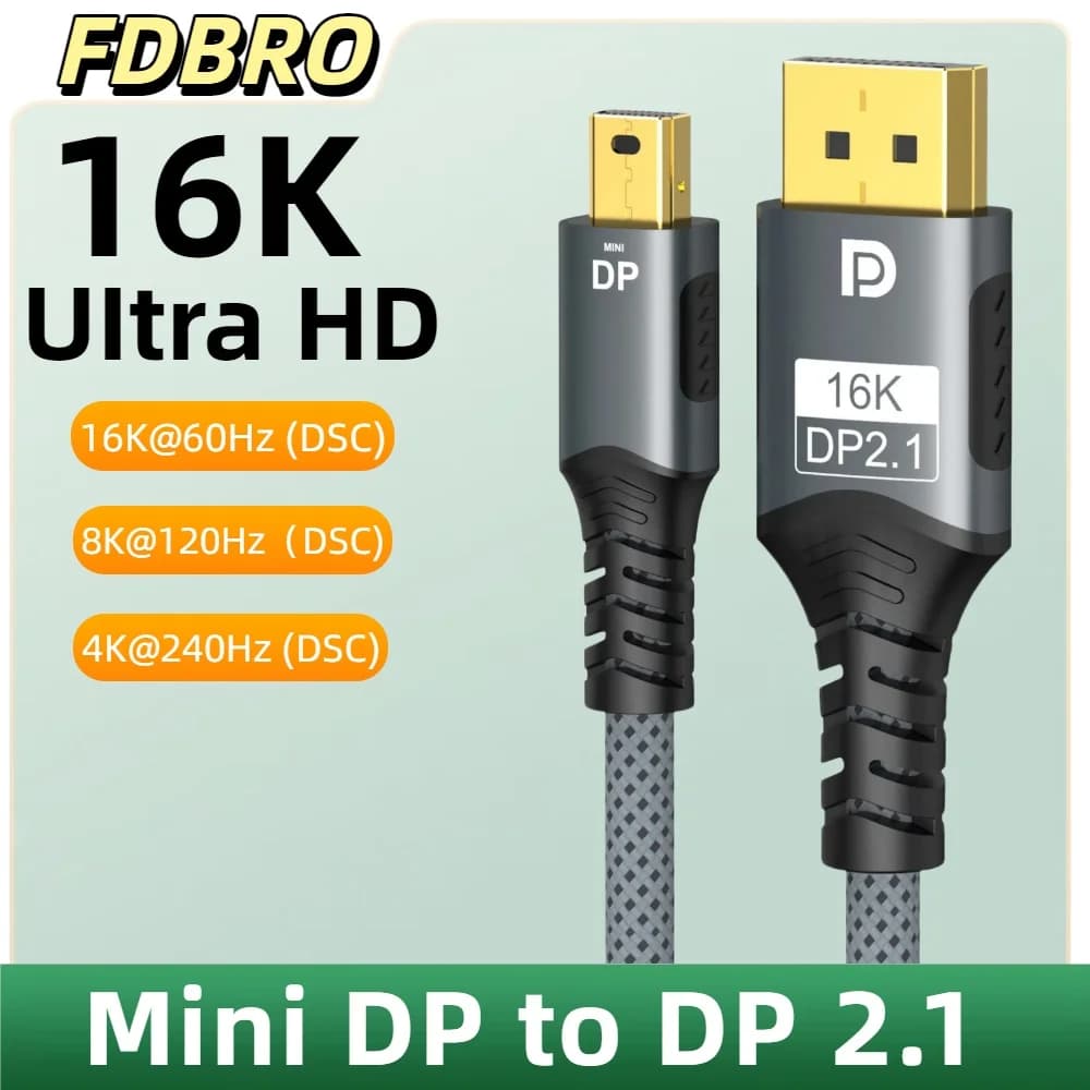 DisplayPort 16K DP1.4 Mini DP cable with 16K60Hz bidirectional transmission for MacBook Air Monitor