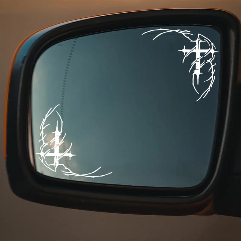 1PC Black/White Thorn Cross Stickers Waterproof Vinyl Decal for Car Motorcycle Helmet Decoration