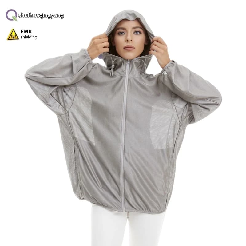 Electromagnetic radiation protective 100% silver fiber adult sports hoodie Phone, Monitoring room EMF shielding clothing