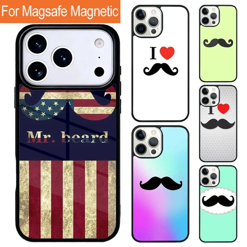 beard Magnetic Wireless Charging Phone Case For iPhone 17 Pro 16 15 13 12 11 Pro Max Air 14 Plus With Magsafe Cover