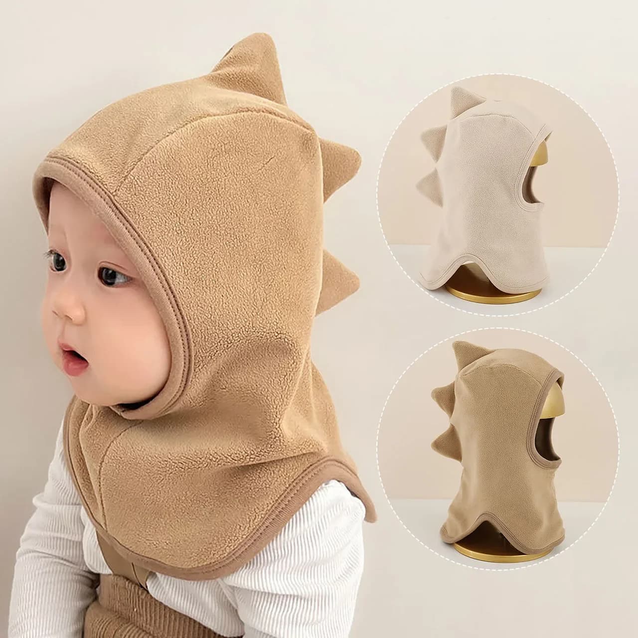 Winter Thicken Warm Baby Hooded Scarf Hat Cute Cartoon Baby Boys Girls Cap Beanies Soft Toddler Kids One Piece Hat