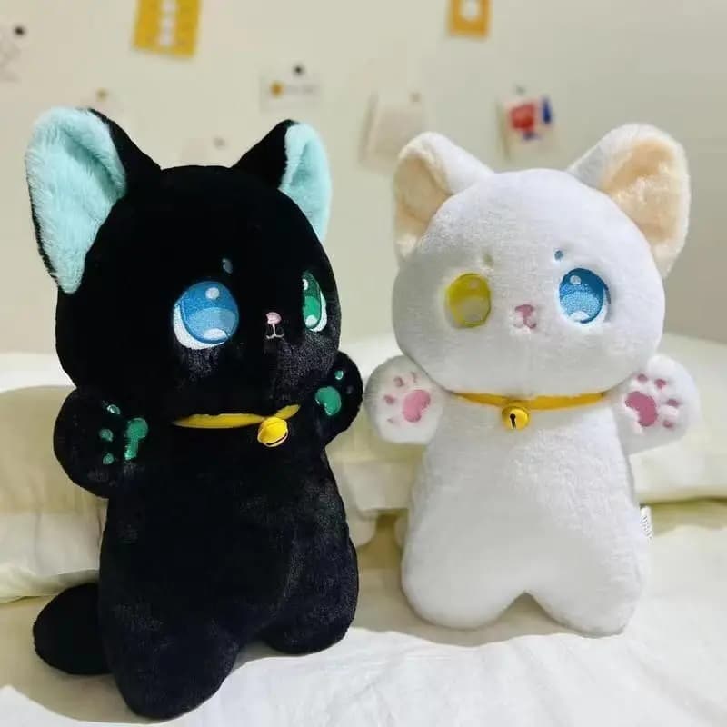 25cm in bianco e nero gatto peluche afferrare peluche bambole Patung giocattoli per bambini