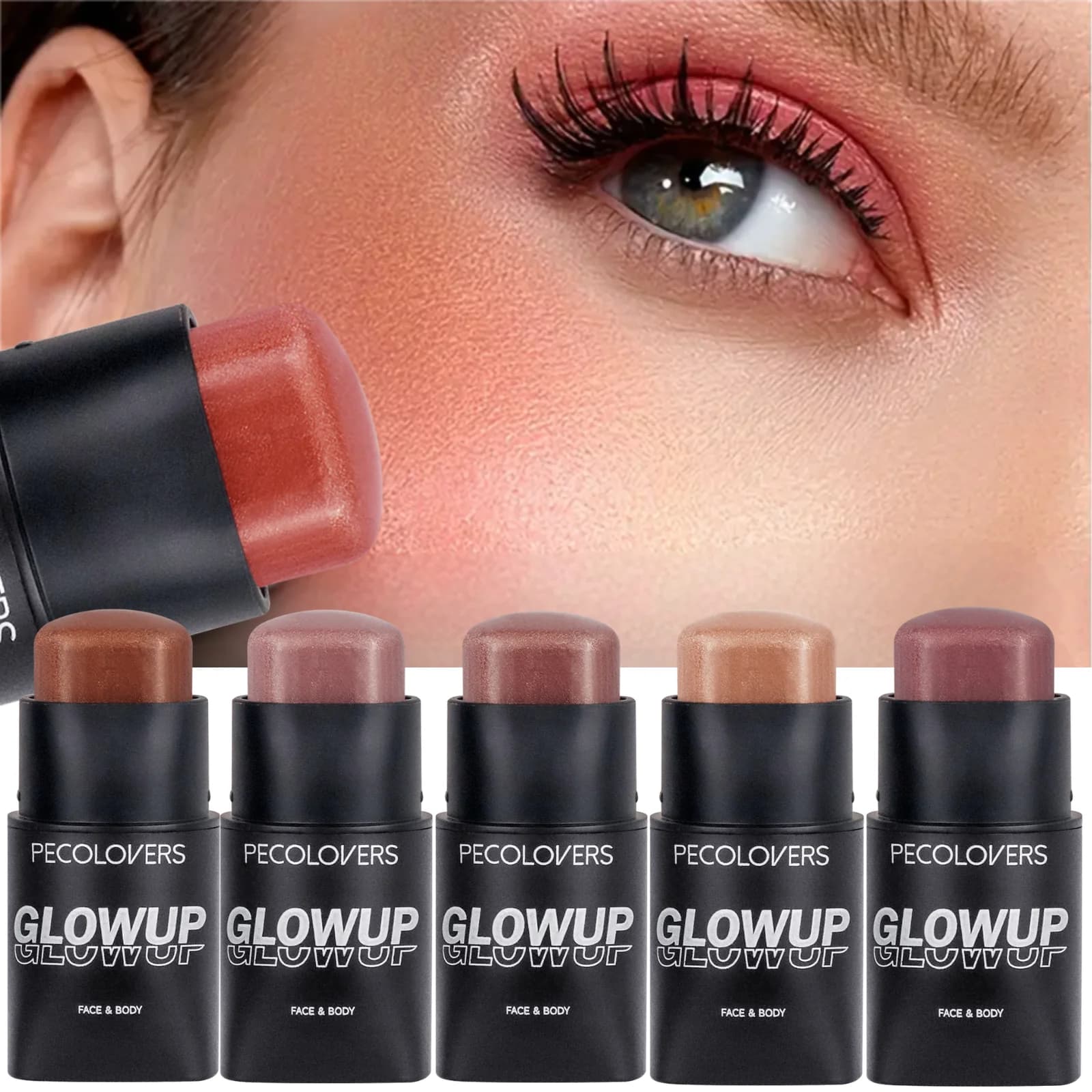 1 pezzo opaco, illuminante, trucco nudo naturale, pigmento elevato, fard in stick multifunzionale, un strumento di trucco indispensabile per tutti i giorni