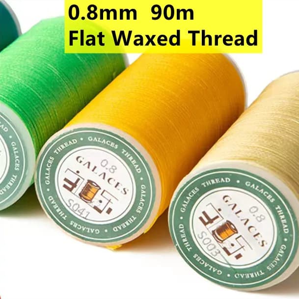 GALACES 0.8mm 90m Braided Flat Waxed Thread Waxed Cord for Handmade Leather DIY Sewing