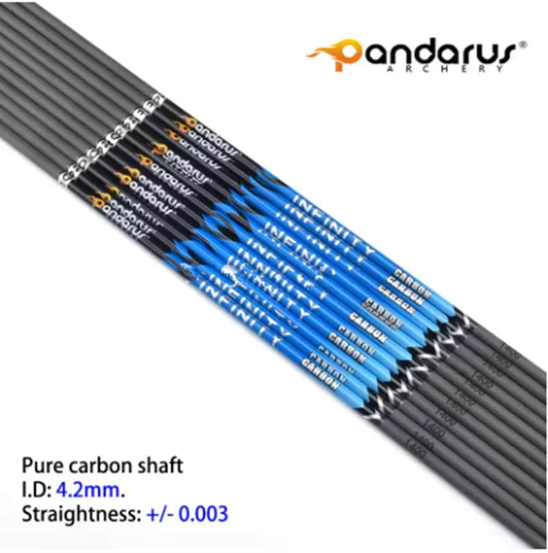 6/12 pezzi Pandarus Infinity ID4.2mm 100% puro carbonio freccia albero Spine400-1500 tiro con l'arco freccia tubo ricurvo arco composto tiro