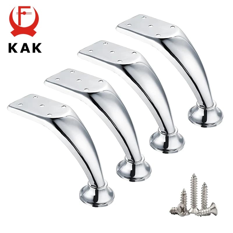 KAK 4pcs Bright Chrome mobili gamba piedini da tavolo in metallo divano letto gambe sostituzione Manicure cuscino piedi Hardware per mobili