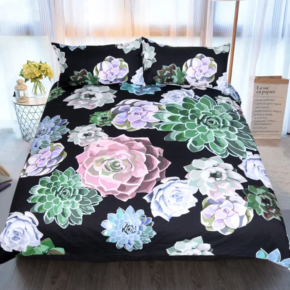 Set copripiumino 3D succulente arte digitale Set biancheria letto king size matrimoniale singolo