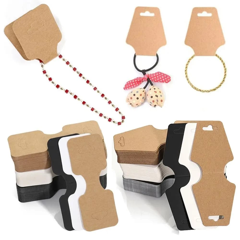 50 pezzi gioielli imballaggio carta Display titolare cartone appeso etichetta vuota collana bracciali fascia fai da te corda per capelli confezione regalo